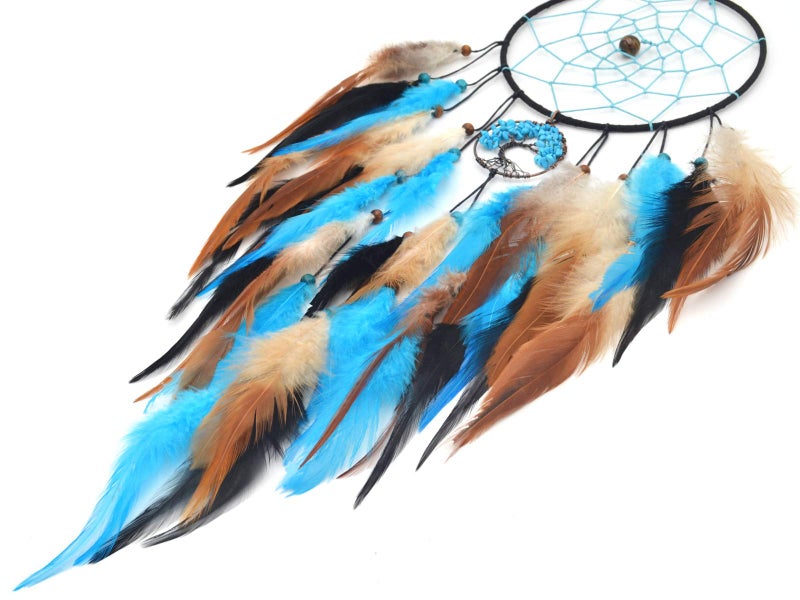 Urdeoms Blue Tree of Life Dream Catchers for Bedroom Adult Boho Big Dream Catcher for Boys Girls with Crystal Turquoise Hanging Ornament and Feathers Blessing Gifts(NO.33) - Image 5